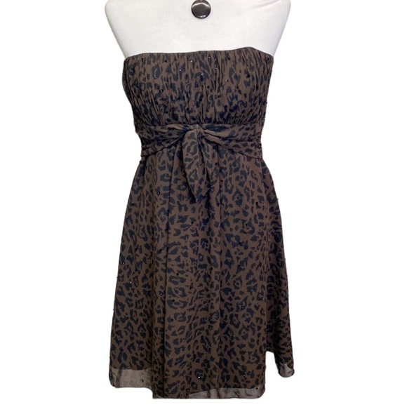 Nicole Miller Platinum Strapless Animal Print Dress - Picture 1 of 7